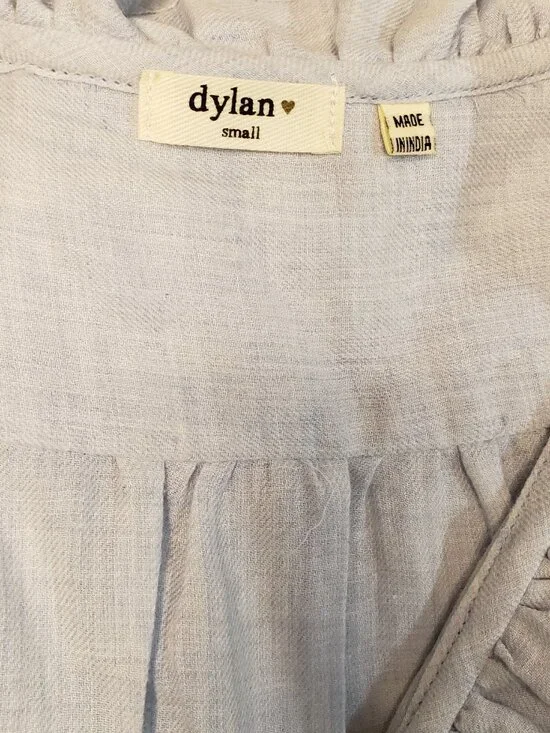 Woman's Dylan Chambray Ruffle Denim Shirt Size S - Picture 4 of 7